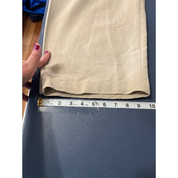 Linen Blend Beige Drawstring Pants Sz  16 Wide Leg Beach Boho Coastal Lagenlook - Picture 7 of 11